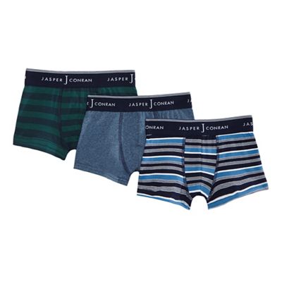 Pack of three boys' assorted plain and striped trunks